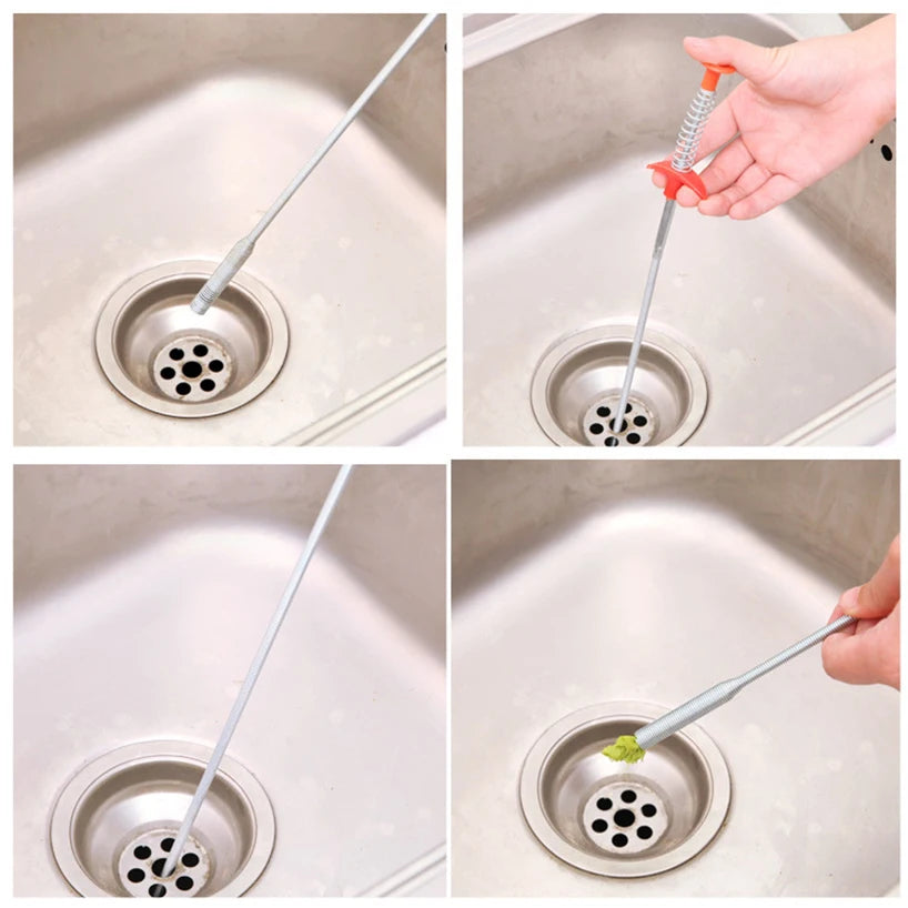 60cm Bathroom Hair Cleaner Bendable Drain Clog Dredge Tools Water Sink Cleaning Hook Sewer Dredging Spring Pipe Hair Remover